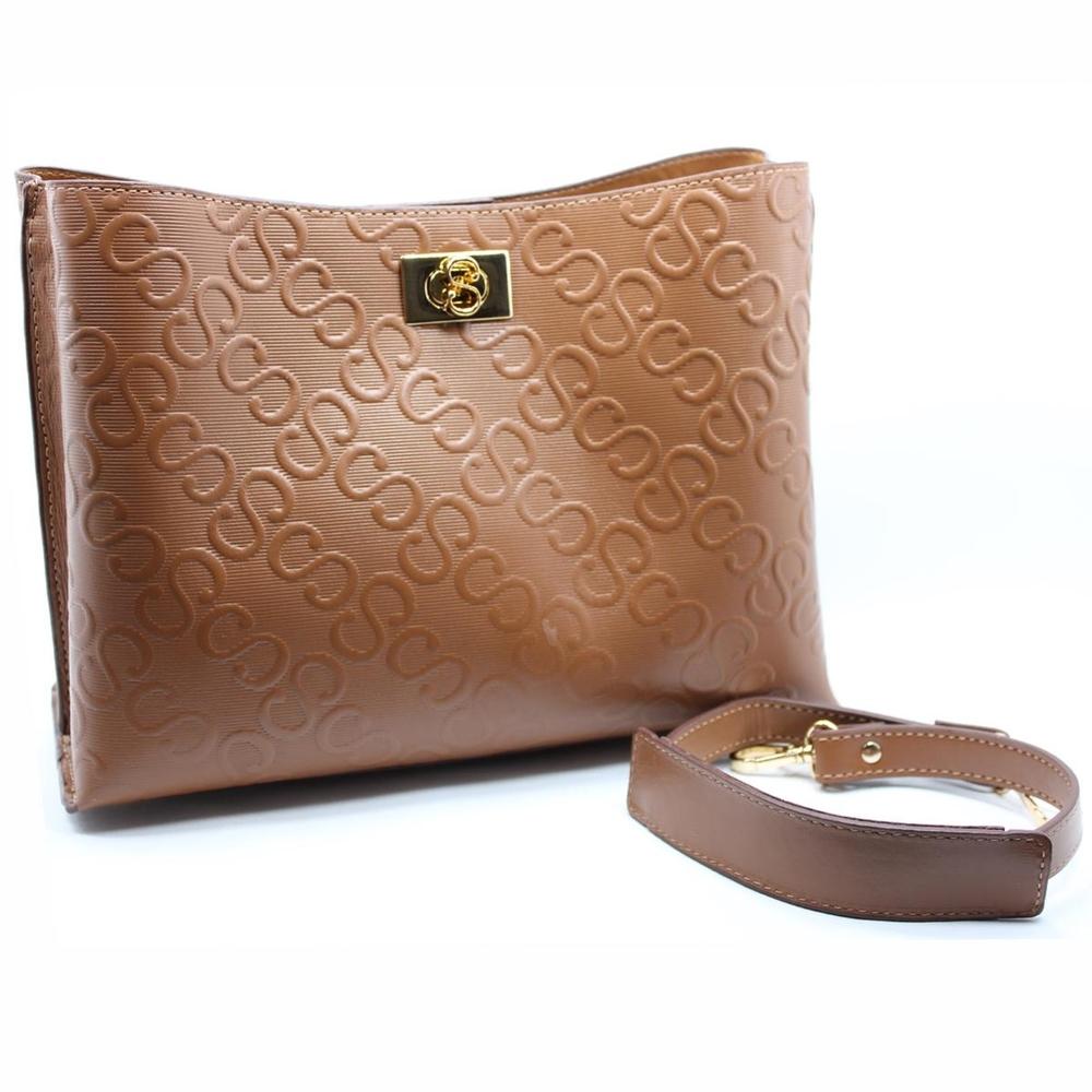 Bolsa Classe Couro Legítimo Texturizada S Feminina - Marrom - 3