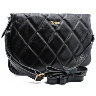 Bolsa Crossbody Classe Couro Legítimo Casual Lina Feminina - Preto