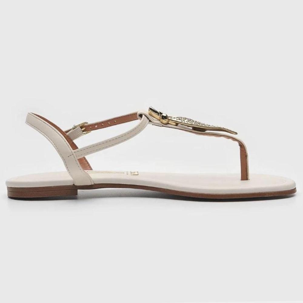 Rasteira Vizzano Detalhe Folha Feminina - Off White - 4