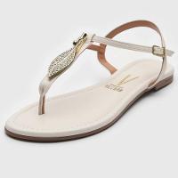 Rasteira Vizzano Detalhe Folha Feminina - Off White - 1