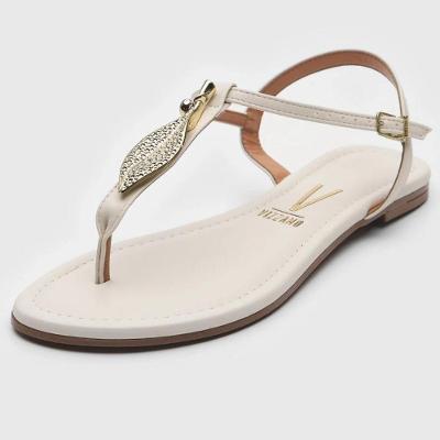 Rasteira Vizzano Detalhe Folha Feminina - Off White