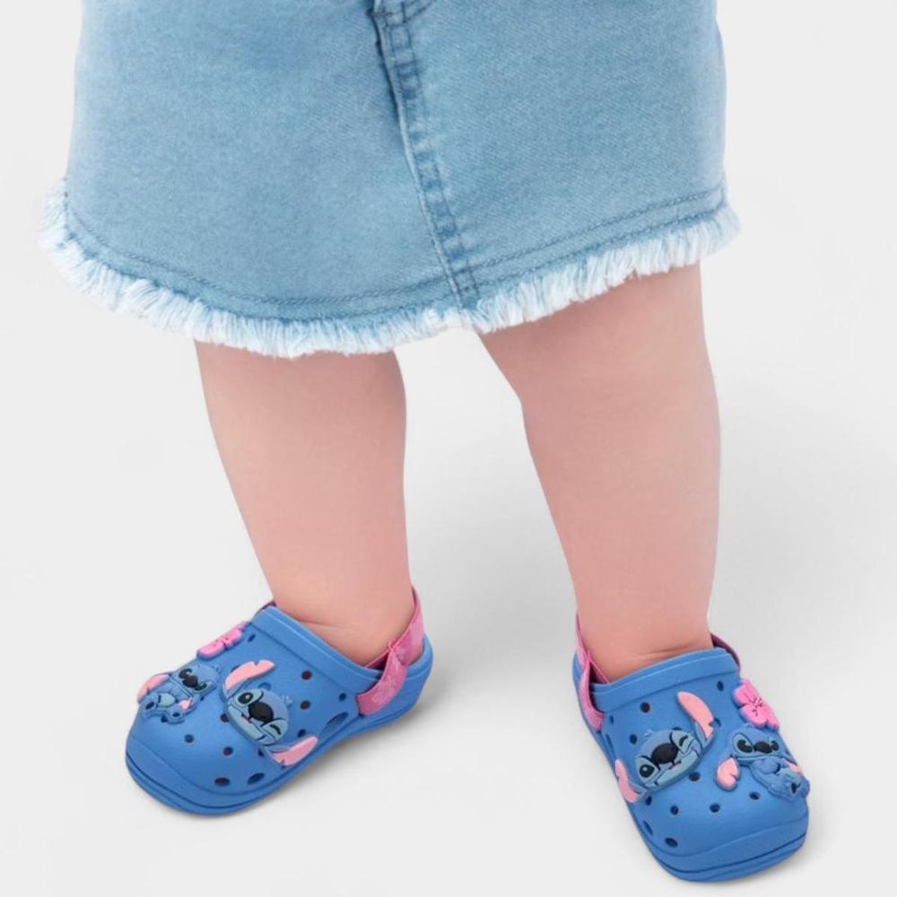 Babuche Infantil Grendene Kids Stitch Menina - Azul e Rosa - 4