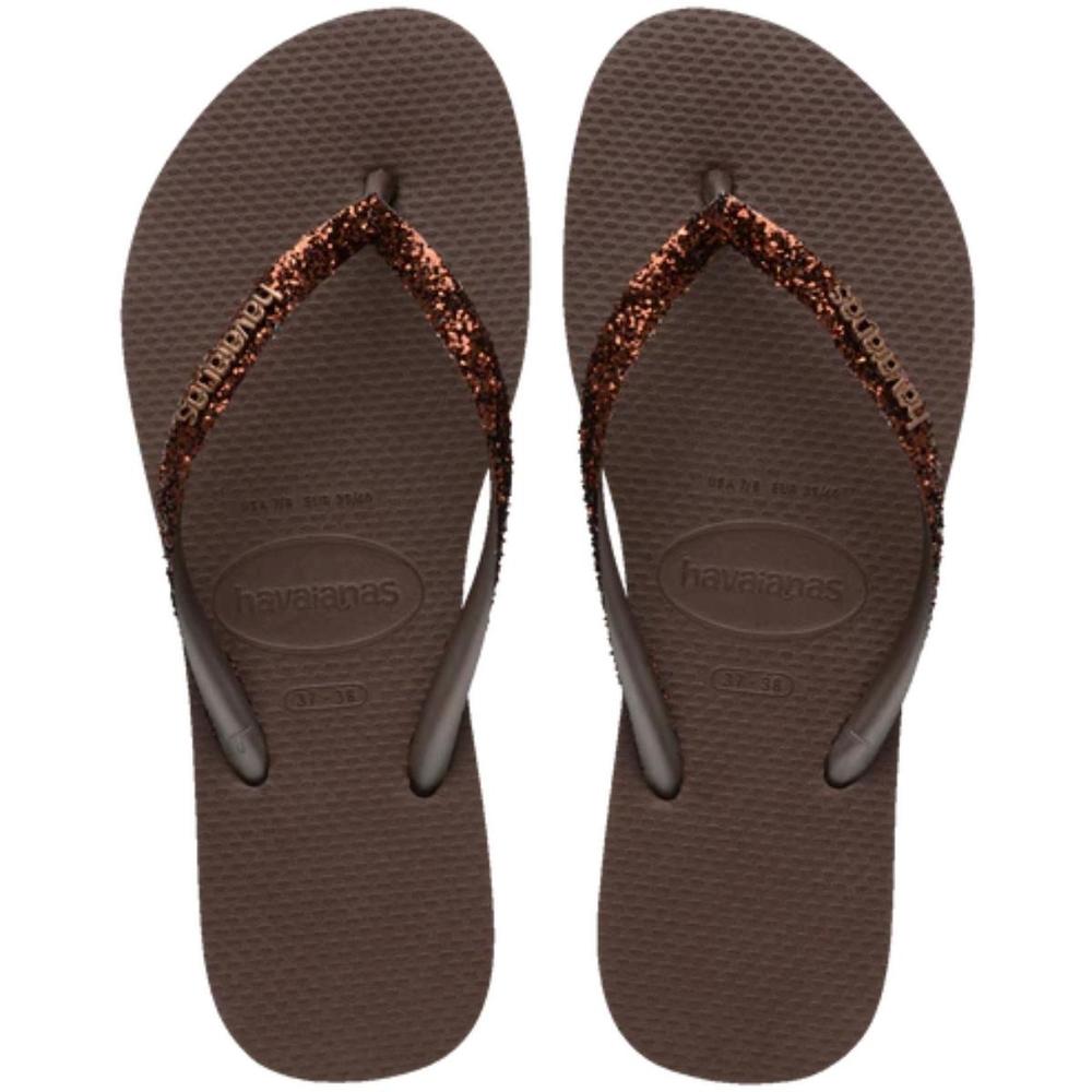 Chinelo Havaianas Slim Glitter II Feminino - Marrom - 1