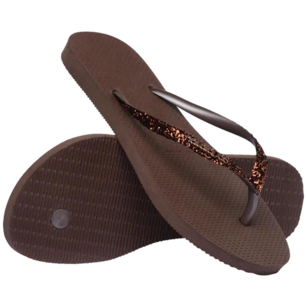 Chinelo Havaianas Slim Glitter II Feminino - Marrom - 4