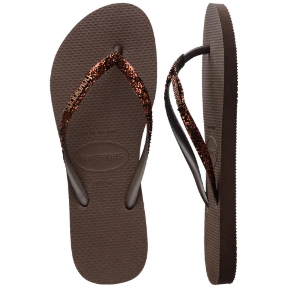 Chinelo Havaianas Slim Glitter II Feminino - Marrom - 5