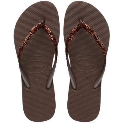 Chinelo Havaianas Slim Glitter II Feminino - Marrom