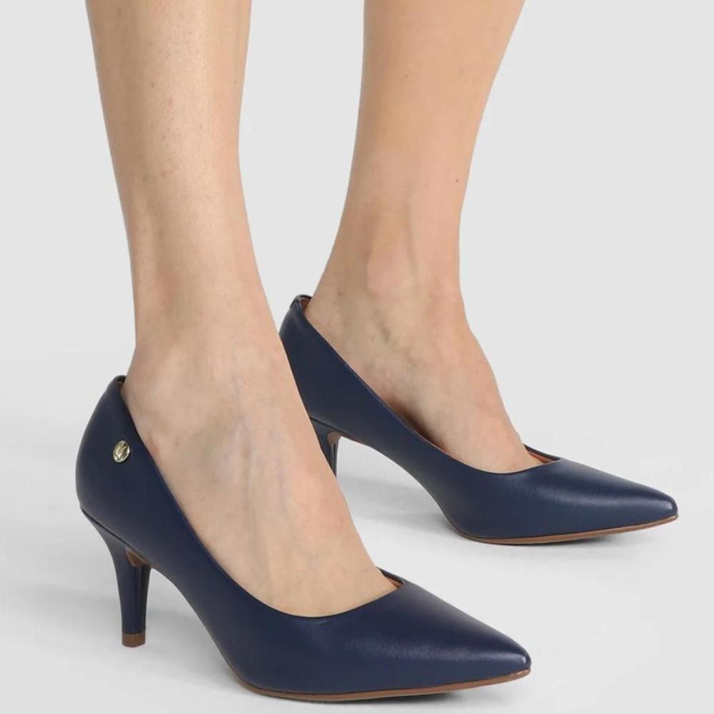 Scarpin Vizzano Salto Médio Bico Fino - Marinho - 6
