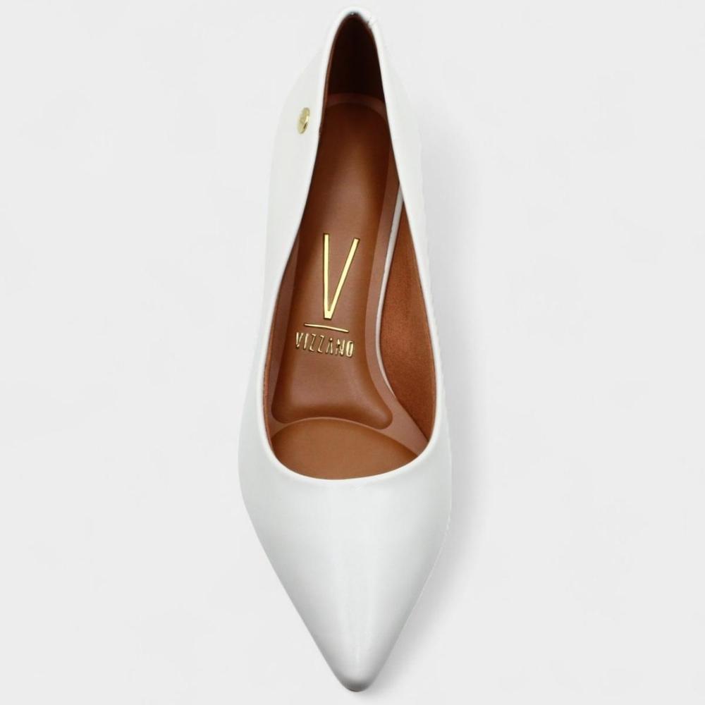 Scarpin Vizzano Salto Baixo Básico Bico Fino Feminino - Off White - 3