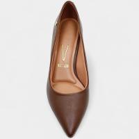Scarpin Vizzano Salto Baixo Básico Bico Fino Feminino - Marrom Escuro - 3