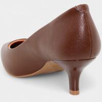 Scarpin Vizzano Salto Baixo Básico Bico Fino Feminino - Marrom Escuro