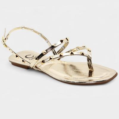 Rasteira Casteliê Spikes Metalizada Feminina - Dourado