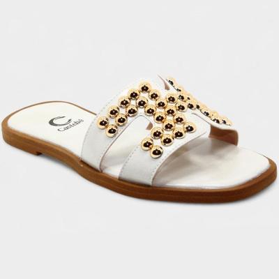 Rasteira Casteliê Slide H Spikes Feminina - Off White