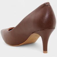 Scarpin Vizzano Salto Médio Bico Fino Feminino - Marrom Claro