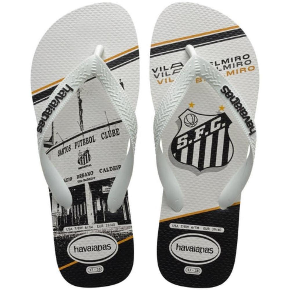 Chinelo Havaianas Top Times Santos Masculino - Branco e Preto - 1