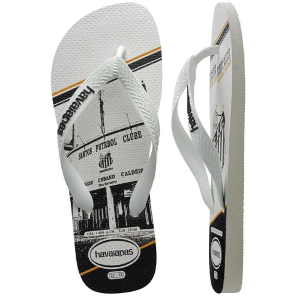 Chinelo Havaianas Top Times Santos Masculino - Branco e Preto - 5