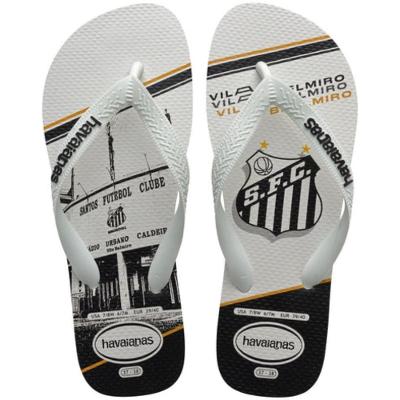 Chinelo Havaianas Top Times Santos Masculino - Branco e Preto