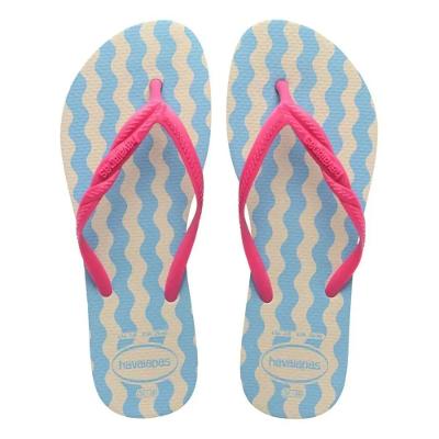 Chinelo Havaianas Fantasia II Feminino - Bege e Azul
