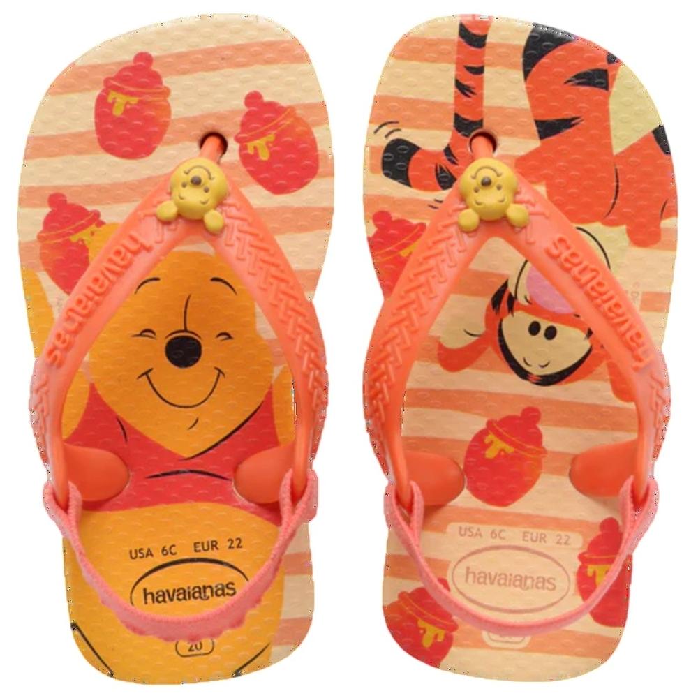 Chinelo Infantil Havaianas Baby Disney Classics - Bege e Laranja - 1