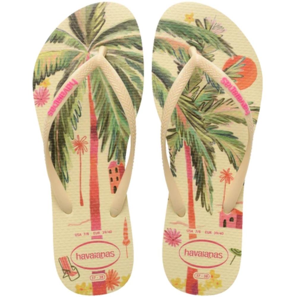 Chinelo Havaianas Slim Summer Bliss Feminino - Bege e Rosa - 1