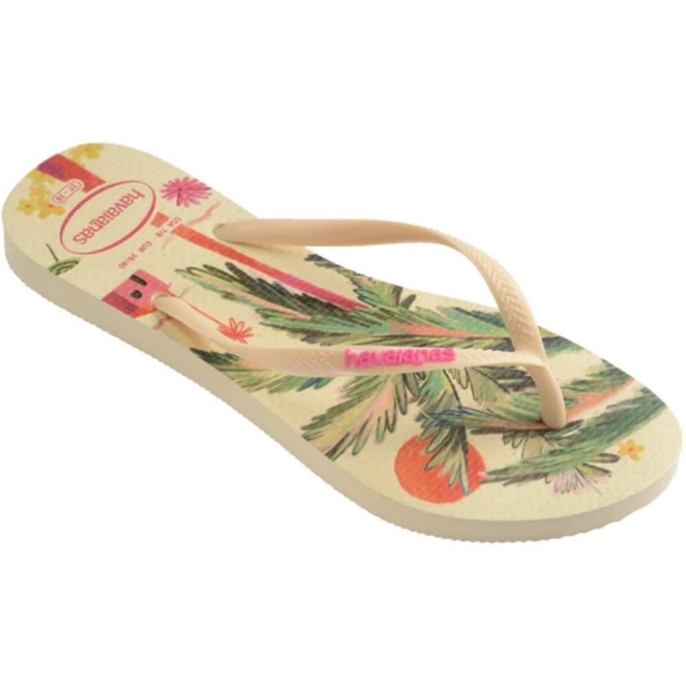 Chinelo Havaianas Slim Summer Bliss Feminino - Bege e Rosa - 2