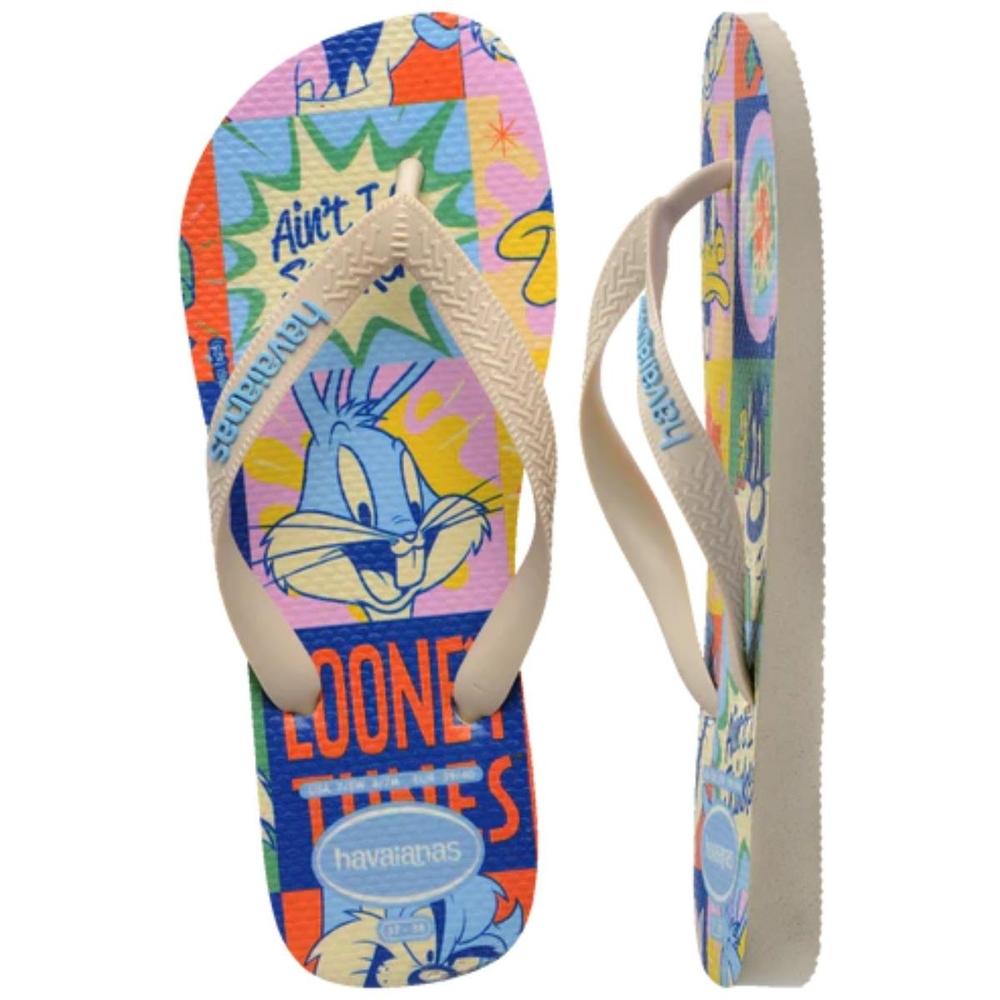 Chinelo Havaianas Top Warner Classics Masculino - Bege Palha - 5