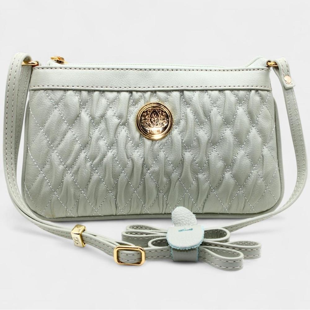Bolsa Crossbody Classe Couro Legítimo Casual Kelly Feminina - Verde Claro - 2