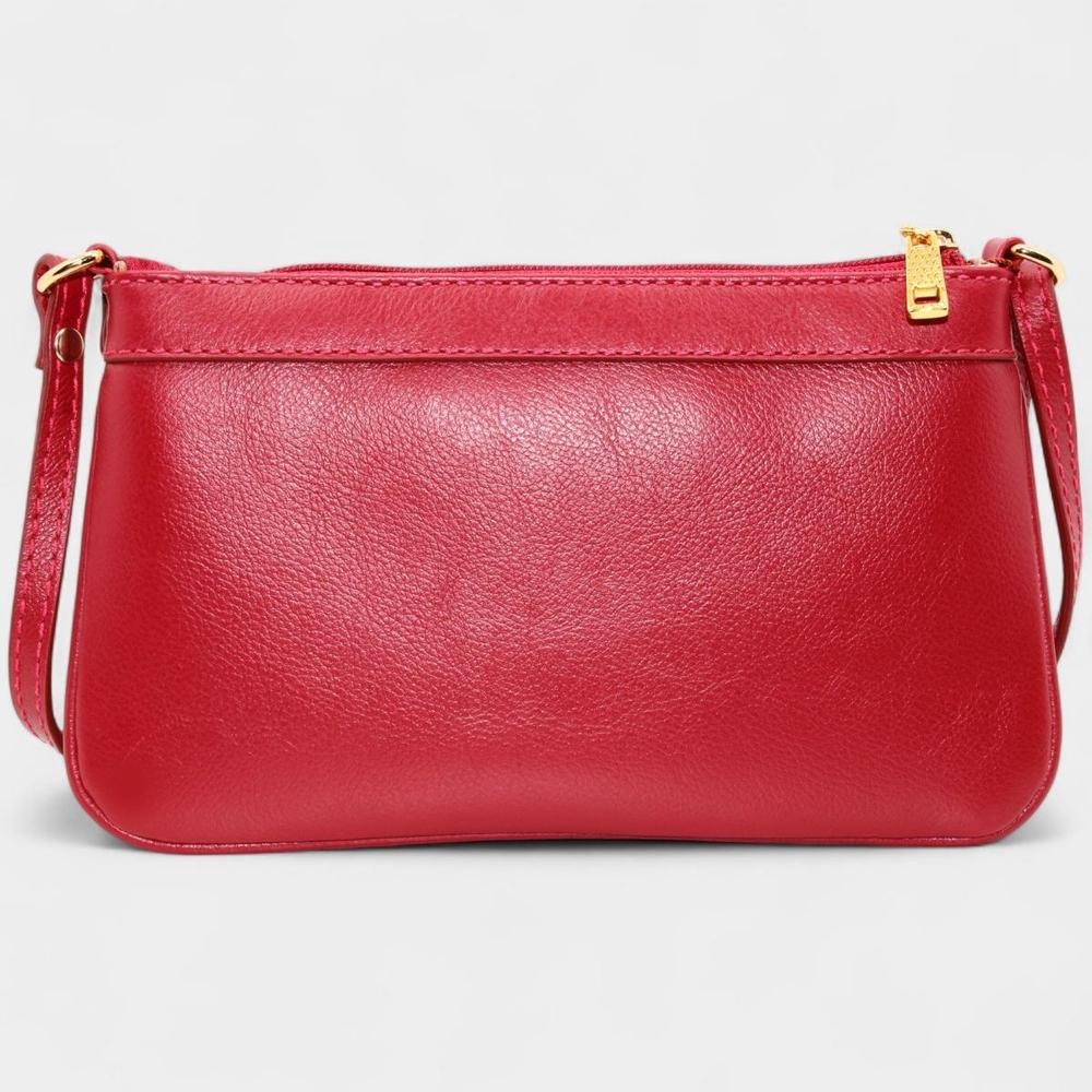 Bolsa Crossbody Classe Couro Legítimo Casual Kelly Feminina - Vermelho - 5