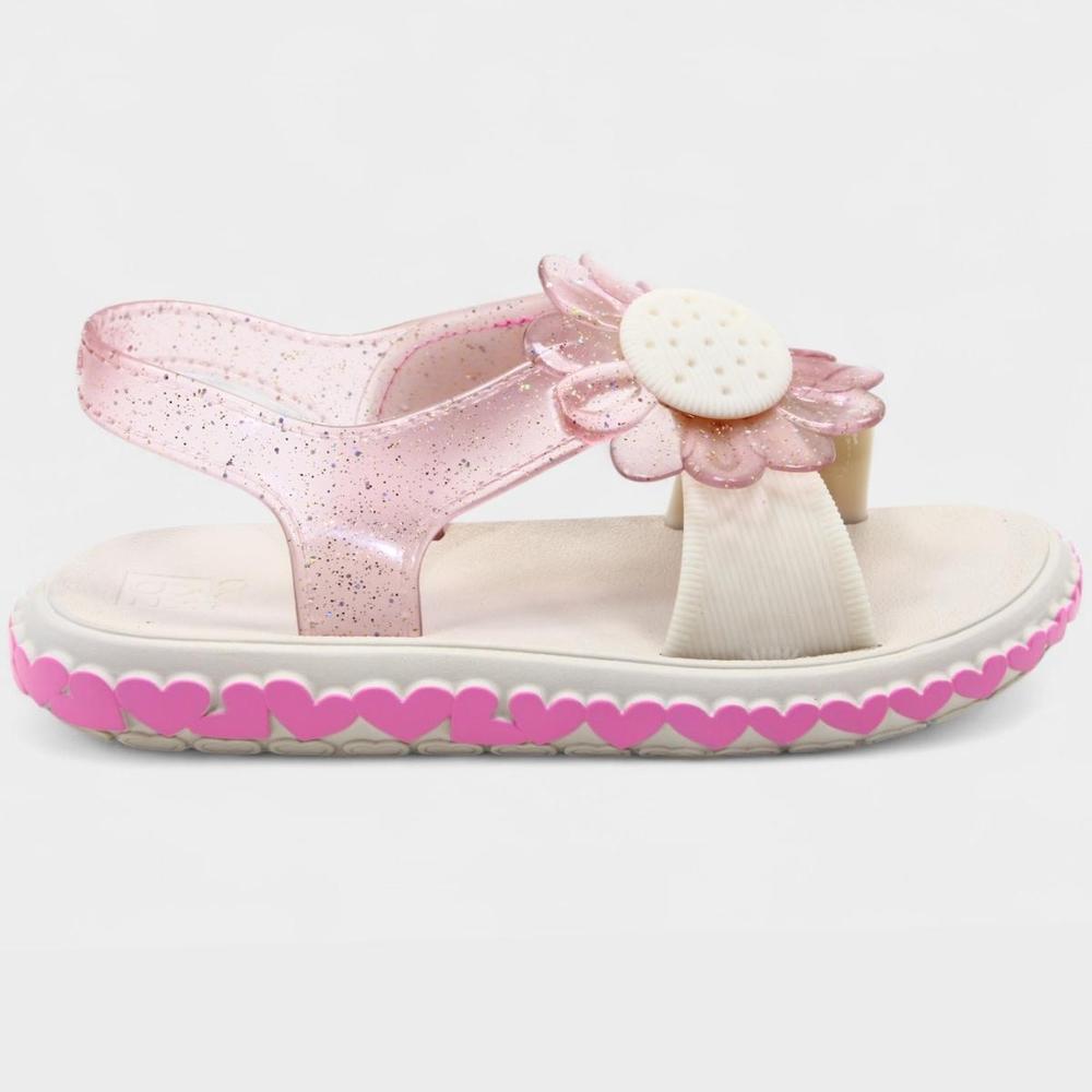 Sandália Infantil Zaxynina Spring Menina - Bege e Rosa - 2