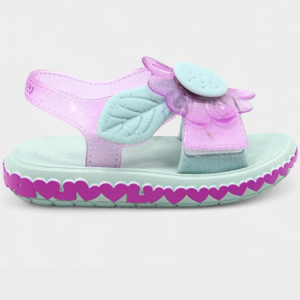 Sandália Infantil Zaxynina Spring Menina - Verde e Rosa - 2