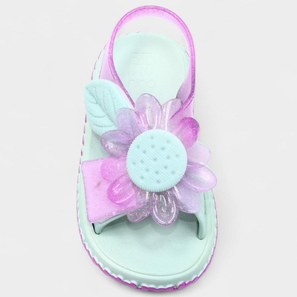 Sandália Infantil Zaxynina Spring Menina - Verde e Rosa - 3