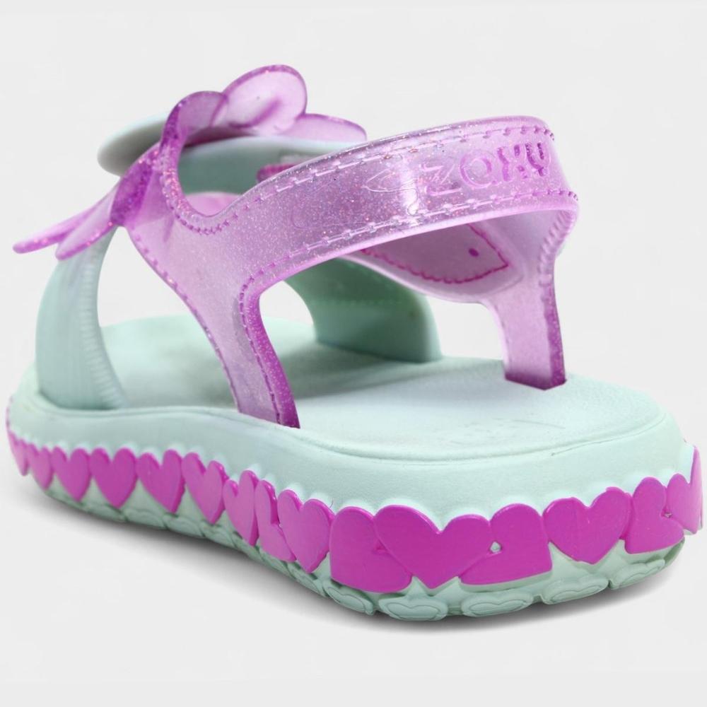 Sandália Infantil Zaxynina Spring Menina - Verde e Rosa - 4