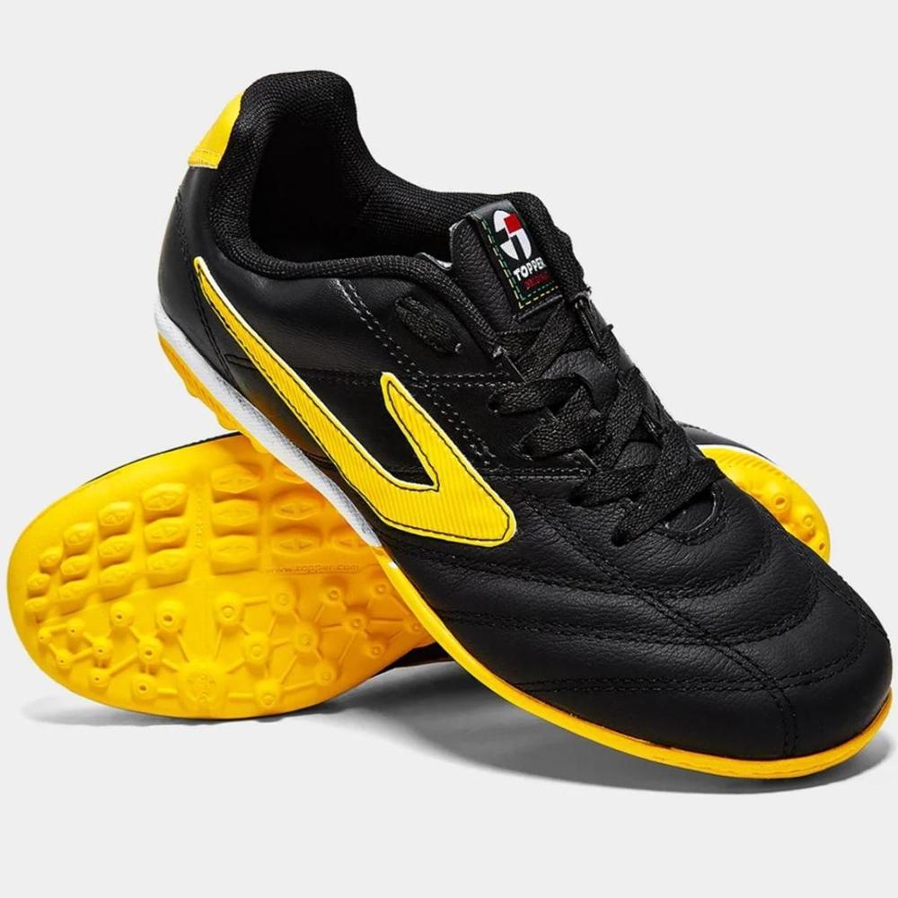 Chuteira Society Topper Furia Unissex - Preto e Amarelo - 1