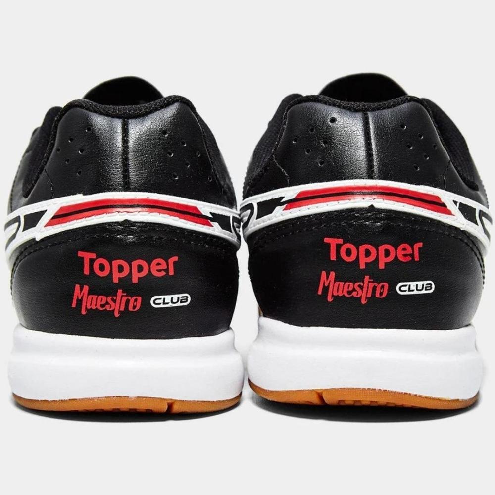 Chuteira Futsal Topper Maestro Club V Unissex - Preto e Vermelho - 7