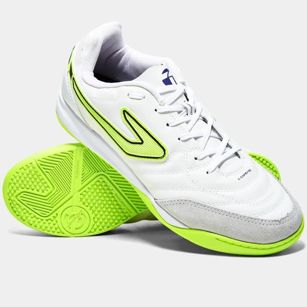 Chuteira Futsal Topper Maestro Club V Unissex - Branco e Verde - 1