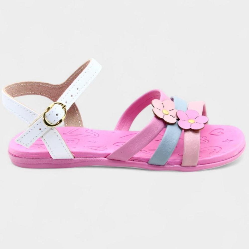 Sandália Infantil Molekinha Flor Menina - Rosa - 2