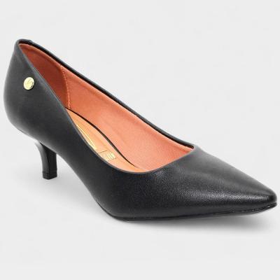 Scarpin Vizzano Salto Baixo Básico Bico Fino Feminino - Preto