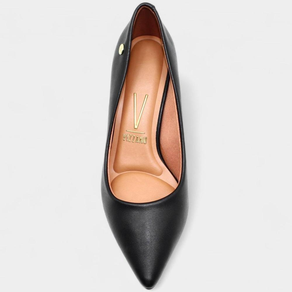 Scarpin Vizzano Salto Baixo Básico Bico Fino Feminino - Preto - 3
