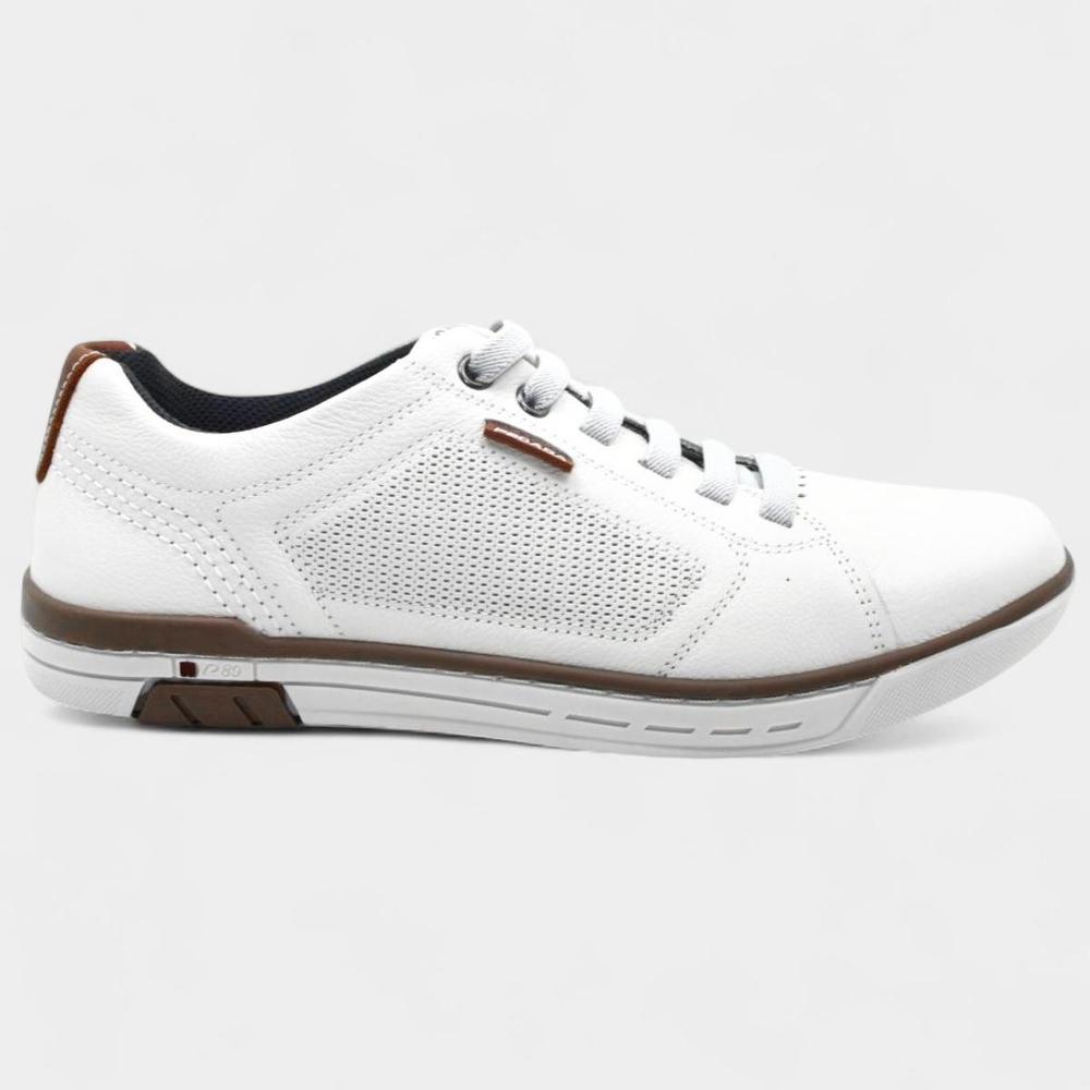 Sapatênis Couro Pegada Microperfuros Masculino - Off White - 2