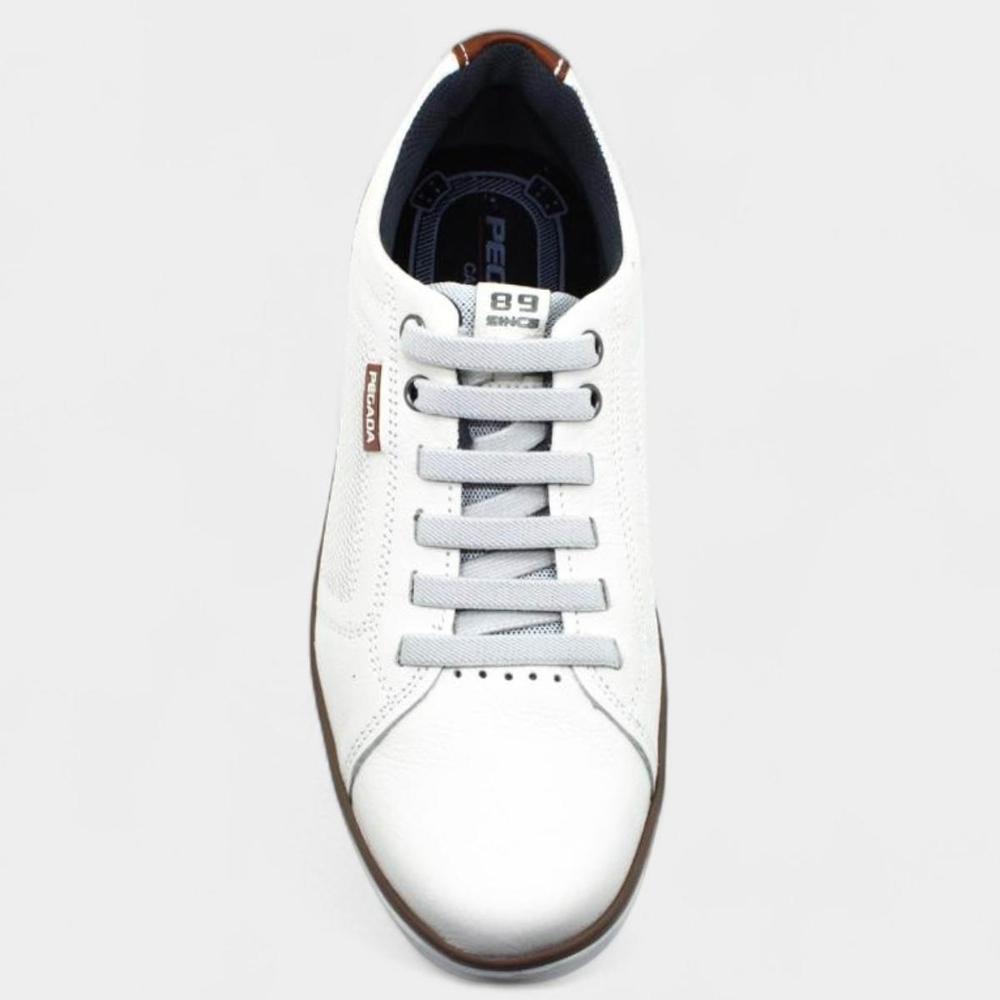 Sapatênis Couro Pegada Microperfuros Masculino - Off White - 3