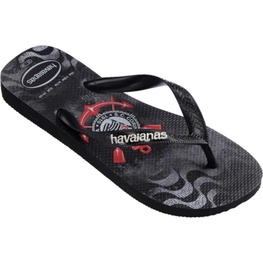 Chinelo Havaianas Top Times Corinthians Masculino - Preto e Branco - 2