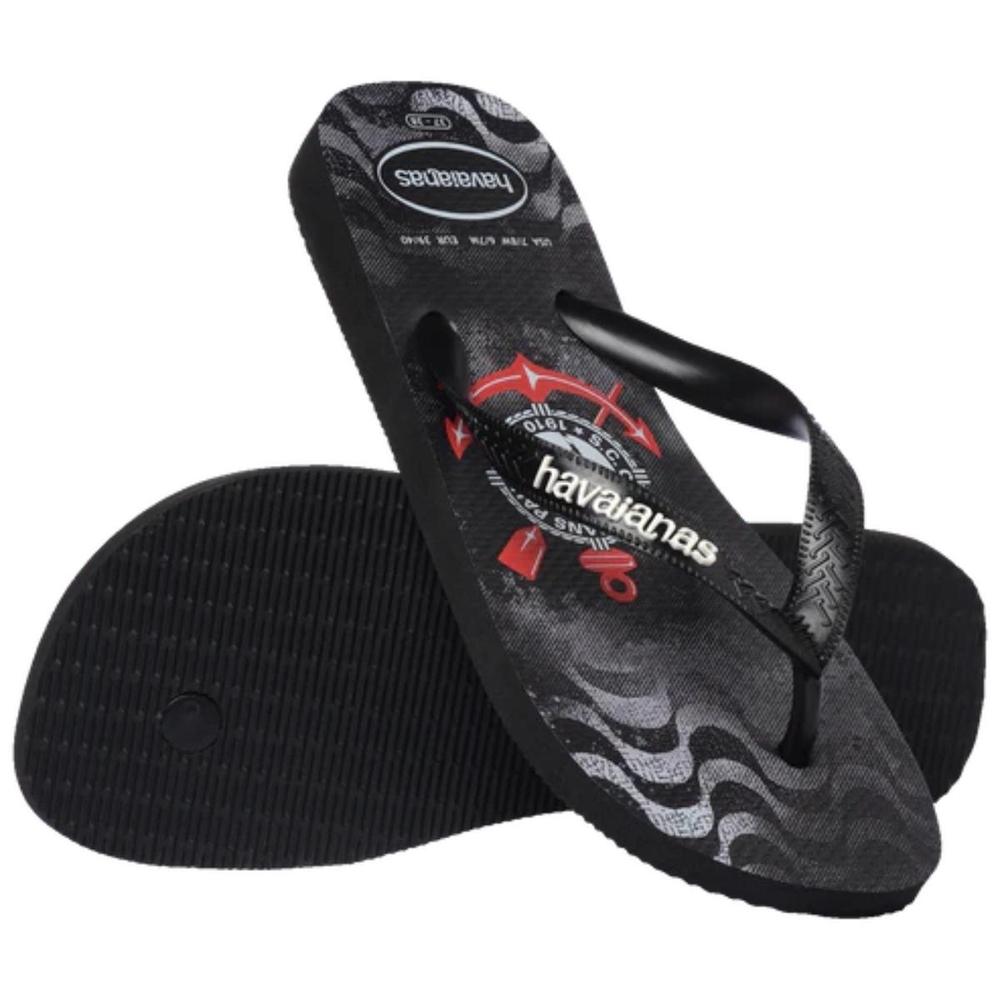 Chinelo Havaianas Top Times Corinthians Masculino - Preto e Branco - 4