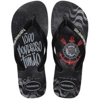 Chinelo Havaianas Top Times Corinthians Masculino - Preto e Branco - 1