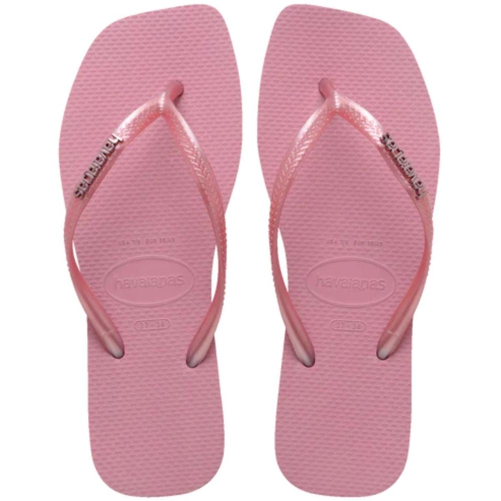 Chinelo Havaianas Slim Square Logo Metallic Feminino - Rosa - 1