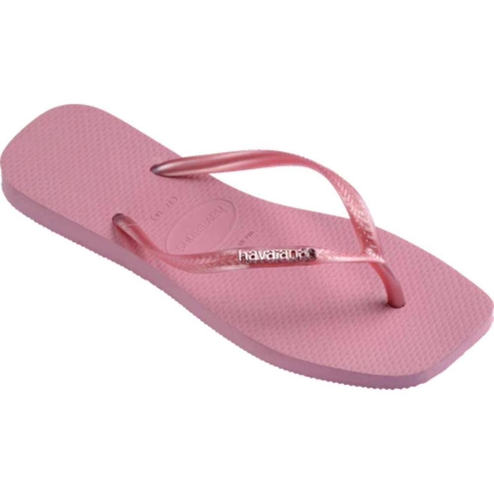 Chinelo Havaianas Slim Square Logo Metallic Feminino - Rosa - 2