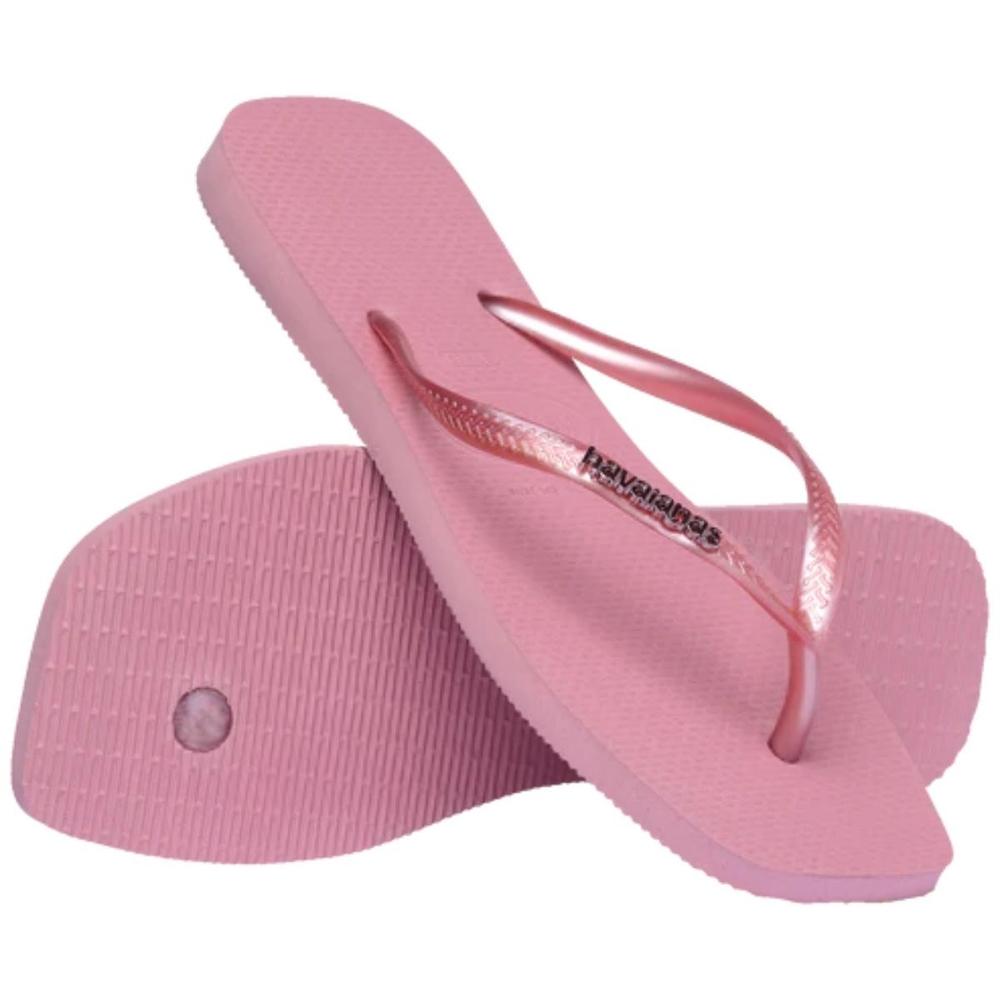Chinelo Havaianas Slim Square Logo Metallic Feminino - Rosa - 4