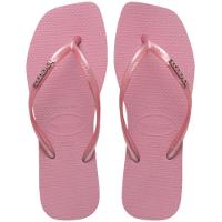 Chinelo Havaianas Slim Square Logo Metallic Feminino - Rosa - 1