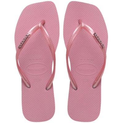 Chinelo Havaianas Slim Square Logo Metallic Feminino - Rosa