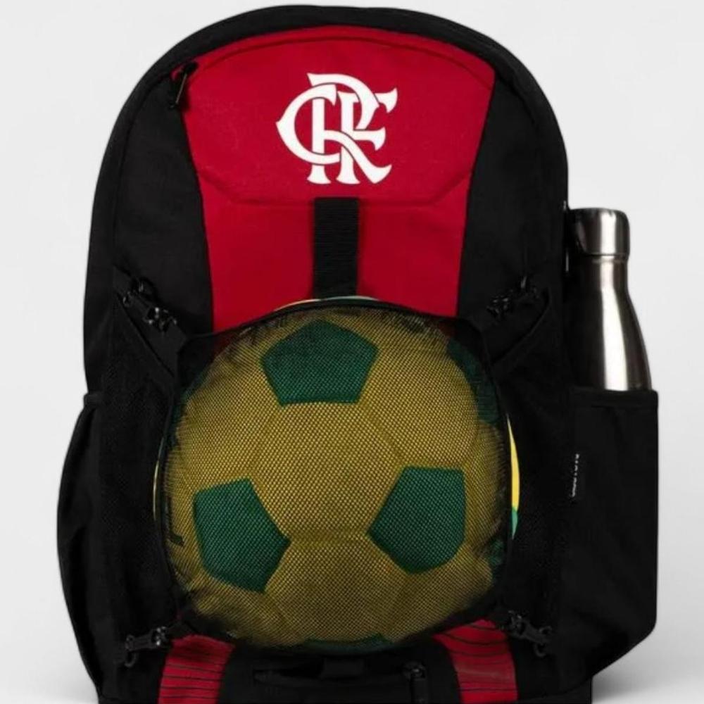 Mochila Esportiva Flamengo Bagaggio Suporte de Bola 20L - Preto e Vermelho - 2