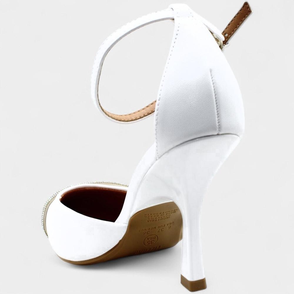 Scarpin Vizzano Strass Salto Médio Feminino - Branco - 4