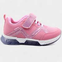 Tênis Infantil Klin Light Led Detalhe Holográfico Menina - Rosa - 2